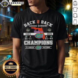 Florida Gators T-Shirt celebrating back-to-back Sunshine Showdown champions with vibrant team colors and logo.