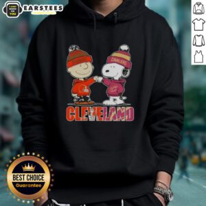 Awesome Charlie Brown and Snoopy hoodie featuring Cleveland City Sports logos for Browns and Cavaliers fans.