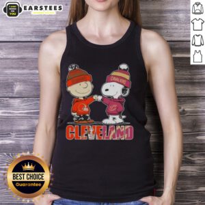 Awesome Charlie Brown and Snoopy Cleveland City Sports tank top featuring Browns and Cavaliers logos.