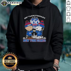 Awesome Charlie Brown x Snoopy 100th Anniversary hoodie for New York Giants football, celebrating 1925-2025.