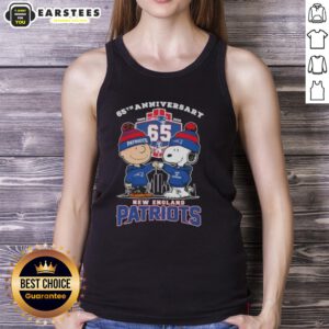 Awesome Charlie Brown x Snoopy 65th Anniversary tank top featuring New England Patriots football design, 1960-2025.