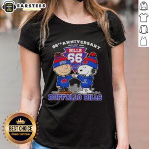 Awesome Charlie Brown x Snoopy 66th Anniversary Buffalo Bills Football Ladies Tee, 1960-2026, vibrant design.
