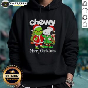 Awesome Chewy X Grinch and Snoopy Merry Christmas hoodie featuring festive designs, perfect for holiday cheer.
