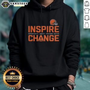Awesome Cleveland Browns hoodie promoting change, opportunity, equity, freedom, and justice in football fashion.