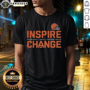 Awesome Cleveland Browns football T-shirt promoting change, opportunity, equity, freedom, and justice.