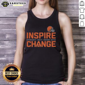 Alt Text: Cleveland Browns Inspire Change tank top promoting equity, freedom, and justice in football culture.