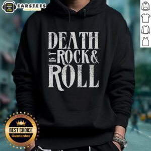 Awesome Death By Rock Roll Hoodie featuring a bold graphic design perfect for music lovers and casual wear.