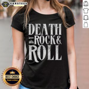 Awesome Death By Rock Roll Ladies Tee featuring a stylish graphic design, perfect for music lovers and casual wear.