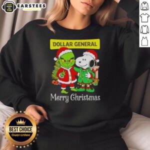 Awesome Dollar General X Grinch and Snoopy Merry Christmas sweatshirt for festive holiday style.