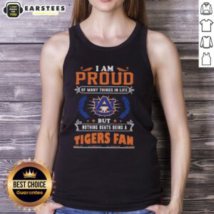 Tank top featuring 'I Am Proud Of Many Things But Nothing Beats Being An Auburn Tigers Fan' design, perfect for fans.