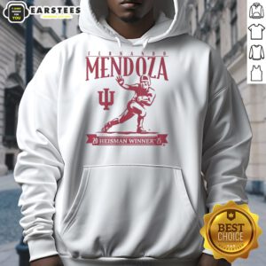 Alt Text: Awesome Indiana Football Fernando Mendoza Heisman Trophy Hoodie showcasing team pride and style for fans.