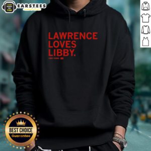 Awesome Lawrence loves Libby Fandel hoodie displayed on a mannequin, showcasing its stylish design and vibrant colors.
