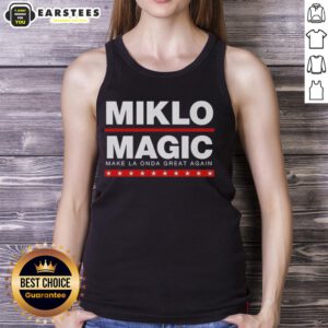 Awesome Miklo Magic 'Make La Onda Great Again' tank top featuring vibrant colors and bold graphics for stylish summer wear.