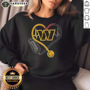 Alt Text: Awesome Nurse Love Washington Commanders Sweatshirt featuring team colors and heart design, perfect for fans.