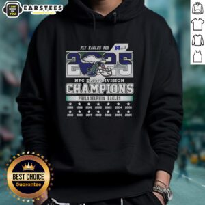 Awesome Philadelphia Eagles Fly Eagles Fly NFC East Division Champions 2025 Hoodie in vibrant green design.
