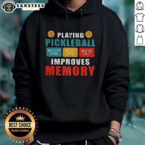 Vintage hoodie featuring 'Awesome Playing Pickleball Improves Memory' design, perfect for pickleball enthusiasts.
