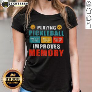 Vintage ladies' tee featuring 'Awesome Playing Pickleball Improves Memory' design, perfect for pickleball enthusiasts.