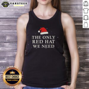 Alt Text: Awesome Santa Hat tank top, the only red hat we need for Christmas celebrations, perfect festive wear.