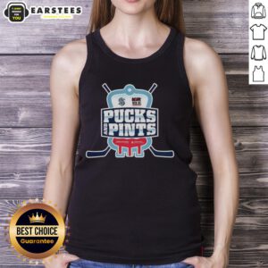 Awesome Seattle Kraken Pucks and Pints logo tank top featuring vibrant colors and a sporty design for fans.