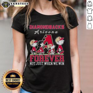 Awesome Snoopy and Charlie Brown Arizona Diamondbacks baseball tee for ladies, celebrating fandom beyond just winning.