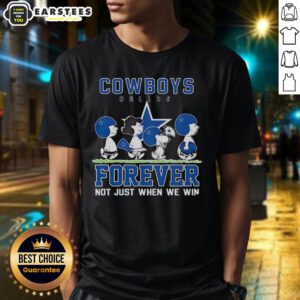 Alt Text: Awesome Snoopy and Charlie Brown Dallas Cowboys Forever T-Shirt celebrating team spirit, not just for wins.