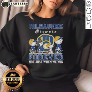 Awesome Snoopy and Charlie Brown Milwaukee Brewers baseball sweatshirt, perfect for fans who love the team all season long.