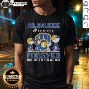 Awesome Snoopy and Charlie Brown Milwaukee Brewers Baseball T-shirt celebrating fandom, not just victories.