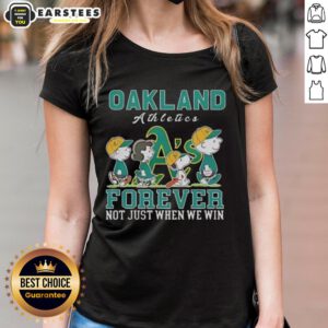 Awesome Snoopy and Charlie Brown Oakland Athletics baseball tee for ladies, celebrating fandom beyond just winning.