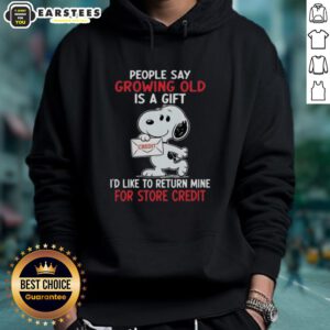Awesome Snoopy hoodie featuring the quote about growing old as a gift, perfect for fans of Peanuts merchandise.