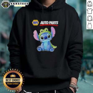 Awesome Stitch cosplay featuring a Crocodile X Napa Auto Parts hoodie, showcasing vibrant colors and detailed design.