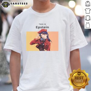 Alt Text: Awesome Epstein Misato Katsuragi T-Shirt featuring iconic anime design for fans of Neon Genesis Evangelion.