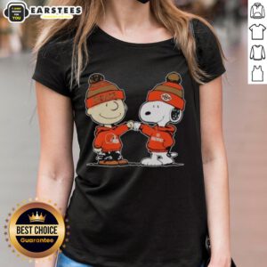 Cute Cleveland Browns Snoopy and Charlie Brown Best Friends ladies tee, showcasing a fun, colorful graphic design.