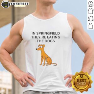 Funny Springfield tank top featuring a humorous dog-eating graphic, perfect for casual spring fashion and fans of The Simpsons.