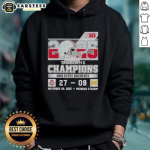 Ohio State Buckeyes hoodie celebrating their victory over Michigan in the Big Ten Championship at Michigan Stadium.