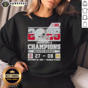 Ohio State Buckeyes champions sweatshirt celebrating victory over Michigan at The Game, Big Ten rivalry.