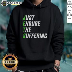 Alt Text: Good Just Endure The Suffering Hoodie featuring a motivational quote on a dark background, perfect for casual wear.