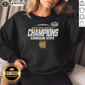 2025 Kennesaw State Owls C-USA Champs football locker room sweatshirt showcasing team pride and championship spirit.