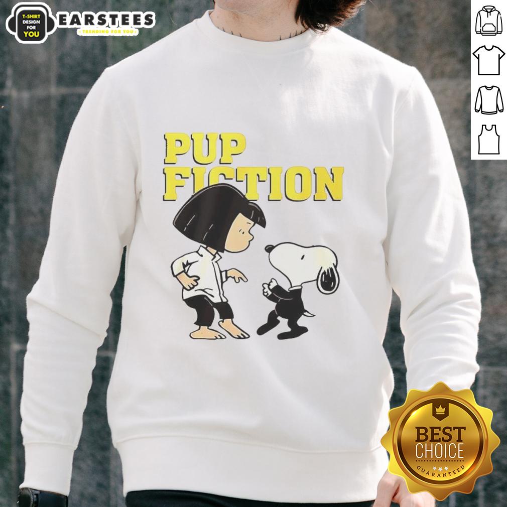 Good Lucy and Snoopy Pulp Fiction sweatshirt featuring vibrant graphics and a stylish design for fans.