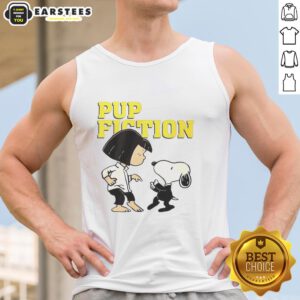 Alt Text: Good Lucy and Snoopy Pulp Fiction tank top featuring unique graphic design and vibrant colors for stylish summer wear.