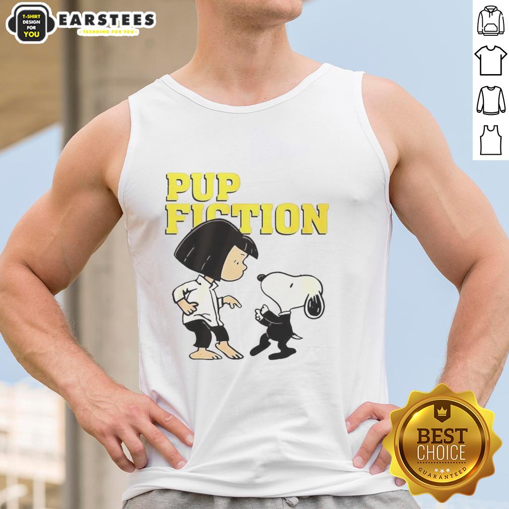 Alt Text: Good Lucy and Snoopy Pulp Fiction tank top featuring unique graphic design and vibrant colors for stylish summer wear.