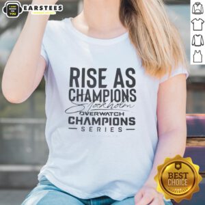 Good Rise As Champions Stockholm Overwatch Champions Series 2025 Ladies Tee showcasing vibrant design and gaming spirit.