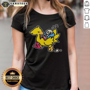 Good Sans and Chocobo Ladies Tee featuring vibrant graphics of beloved game characters on a stylish t-shirt.