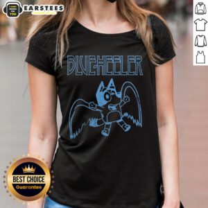 Ladies tee featuring a cute blue heeler design inspired by Bluey, perfect for dog lovers and fans of the show.