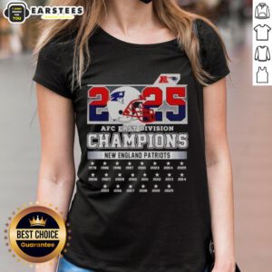 2025 AFC East Champions New York Patriots football helmet featured on a stylish ladies tee.