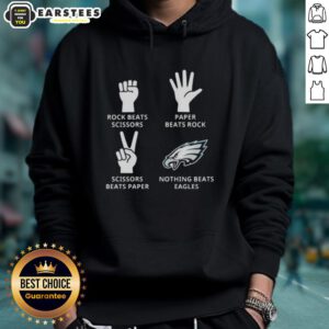 Philadelphia Eagles hoodie featuring 'Nothing Beats Rock, Scissors, Paper Beats Rock, Scissors Beats Paper' design.