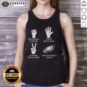 Philadelphia Eagles tank top featuring 'Nothing Beats Rock, Scissors, Paper Beats Rock, Scissors Beats Paper' design.