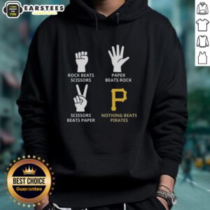 Nice Pittsburgh Pirates hoodie featuring a fun 'Rock, Paper, Scissors' graphic design - perfect for fans and casual wear.