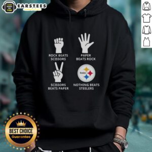 Stylish hoodie featuring 'Nothing Beats Rock, Beats Scissors, Paper Beats Rock, Scissors Beats Paper' - Pittsburgh Steelers design.