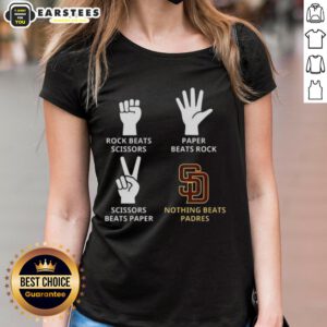 Nice San Diego Padres ladies tee featuring 'Nothing Beats Rock, Paper, Scissors' design for baseball fans.