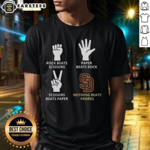 San Diego Padres T-Shirt featuring 'Nothing Beats Rock Beats Scissors Paper Beats Rock Scissors Beats Paper' design.